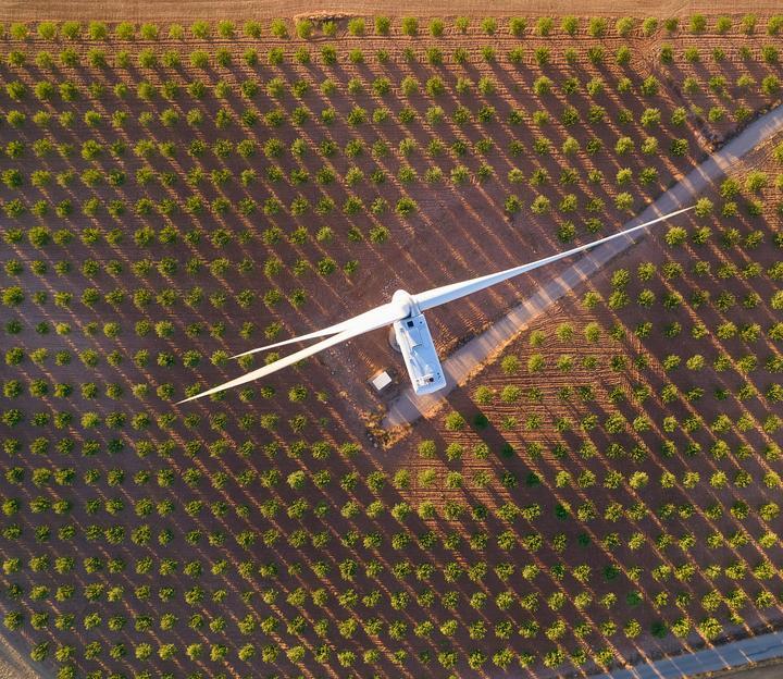 Windmill on farm