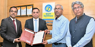 Image: From left: Sanjeev Kumar, Executive Director Aviation at BPCL, Alok Verma, Managing Director Asia Pacific at Topsoe, Sankar M, Executive Director Mumbai Refinery at BPCL, Anurag Saraogi, Executive Director Bio-Fuels at BPCL. 