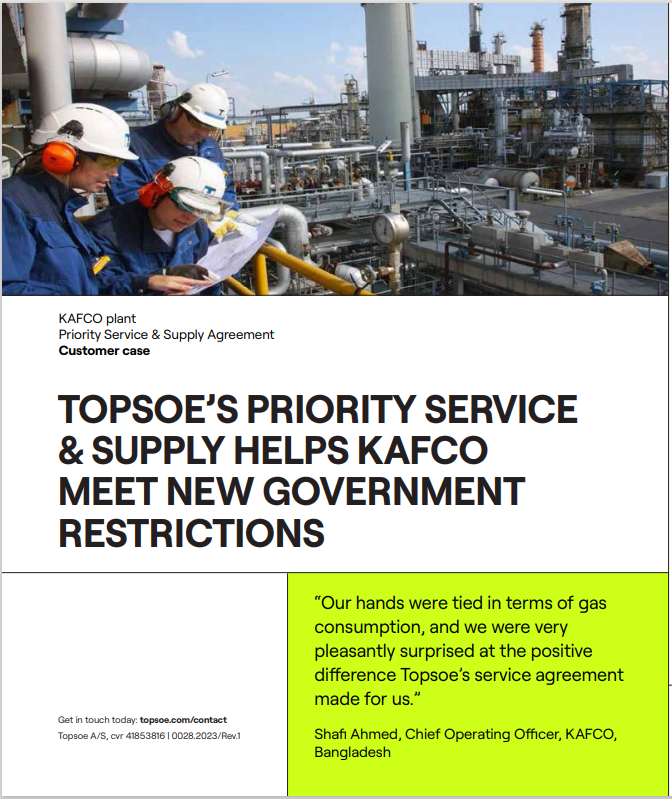 Topsoe's priority service & supply helps KAFCO meet new government restrictions