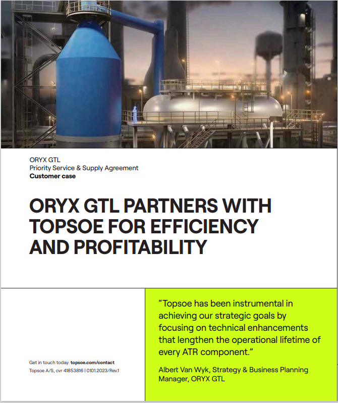 ORYX GTL partners with Topsoe for efficiency and profitability