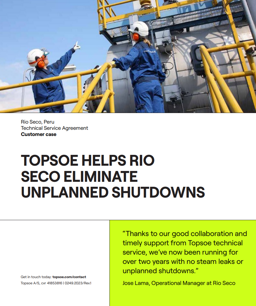 Topsoe helps Rio Seco eliminate unplanned shutdowns