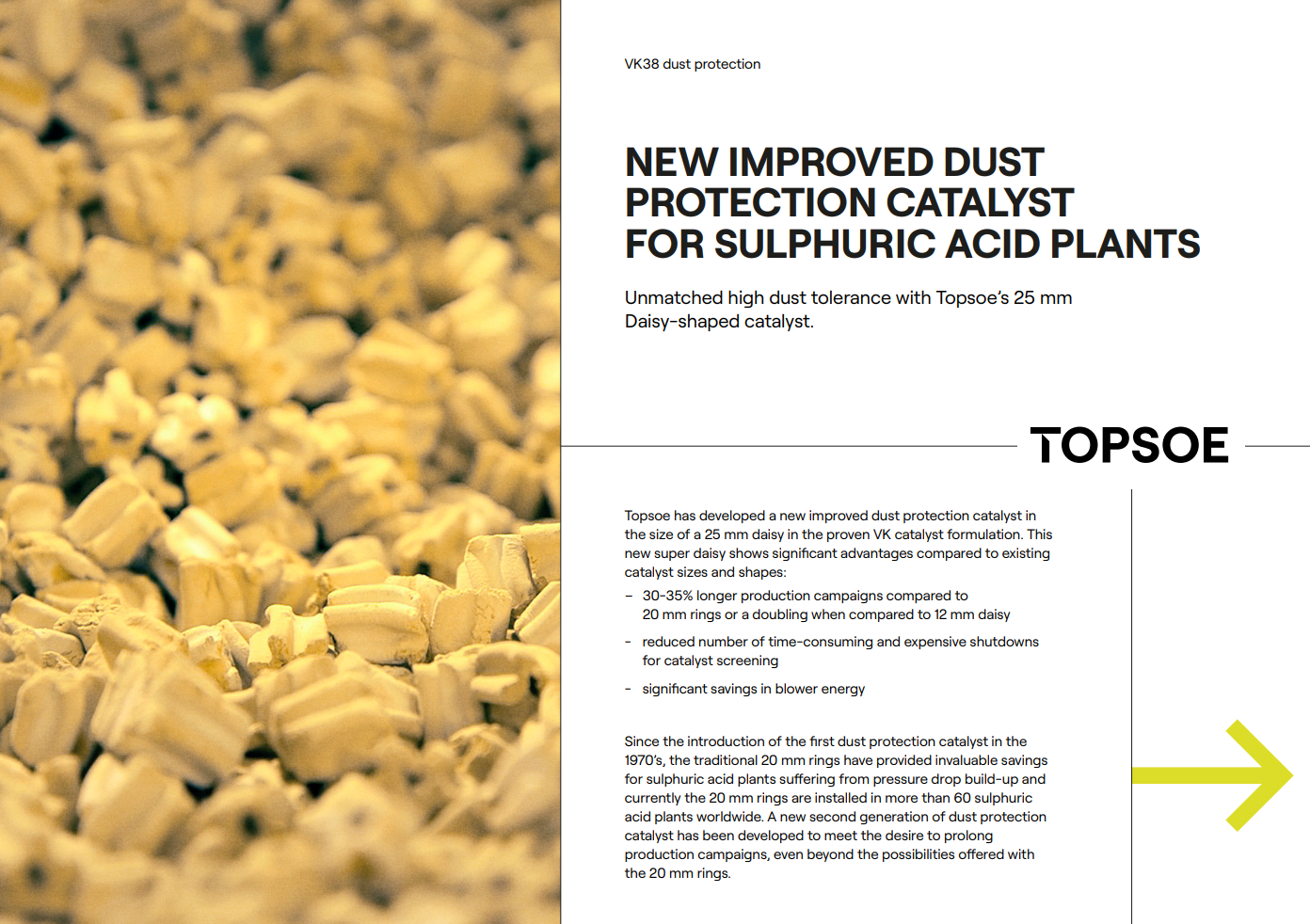 New improved dust protection catalyst for sulphuric acid plants