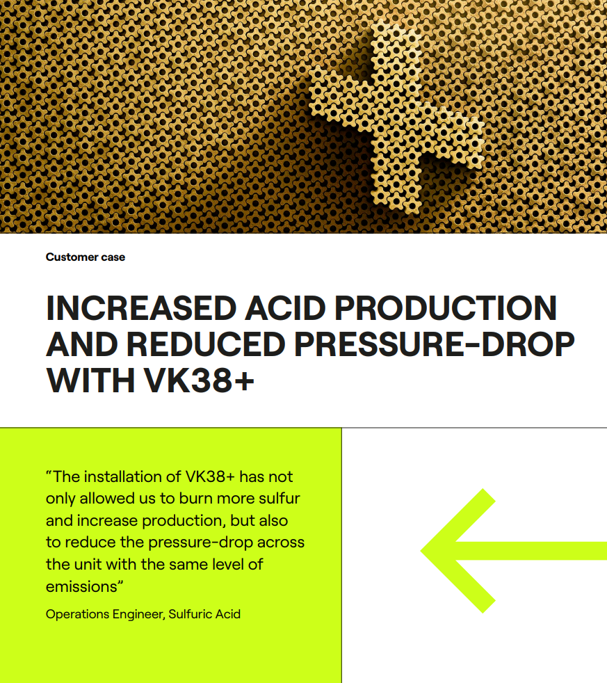 Increased acid production and reduced pressure-drop with vk38+