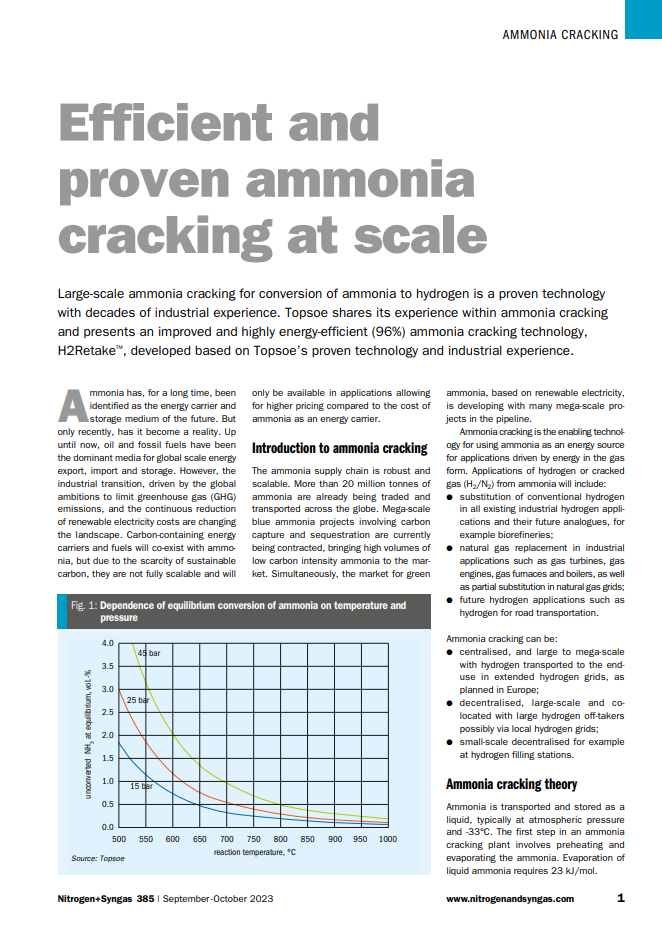 Efficient and proven ammonia cracking at scale