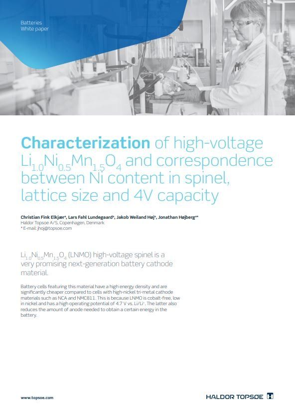 Characterization of high-voltage Li<sub>1.0</sub>Ni<sub>0.5</sub>Mn<sub>1.5</sub>O<sub>4</sub> Characterization of high-voltage Li<sub>1.0</sub>Ni<sub>0.5</sub>Mn<sub>1.5</sub>O<sub>4</sub>