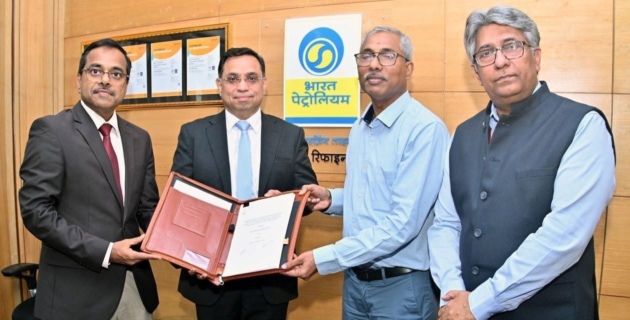 Image: From left: Sanjeev Kumar, Executive Director Aviation at BPCL, Alok Verma, Managing Director Asia Pacific at Topsoe, Sankar M, Executive Director Mumbai Refinery at BPCL, Anurag Saraogi, Executive Director Bio-Fuels at BPCL. 