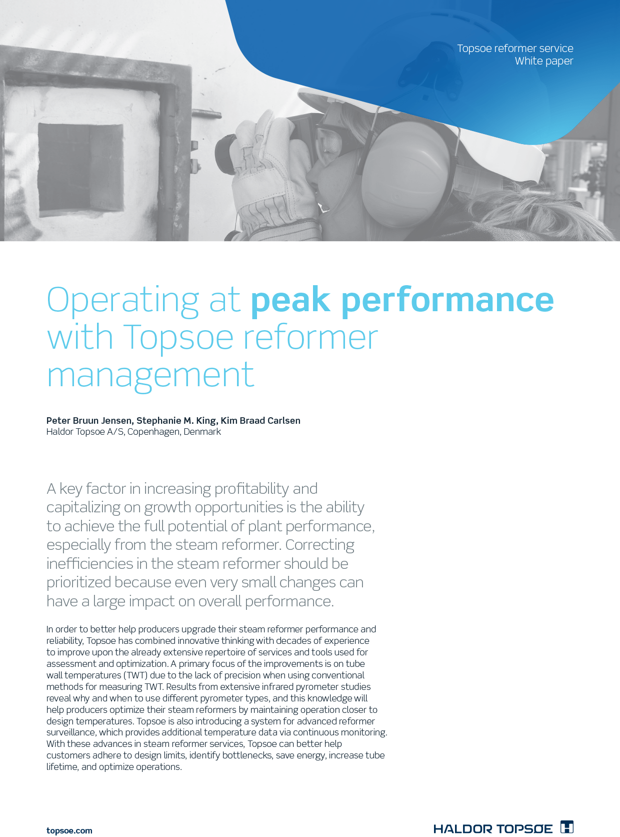 Operating at peak performance with Topsoe reformer management