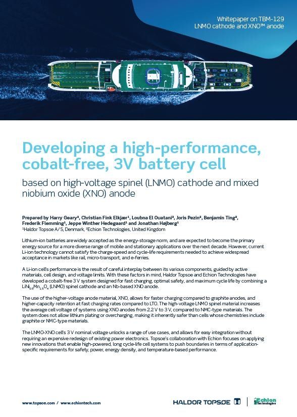 Developing a high-performance, cobalt-free, 3V battery cell