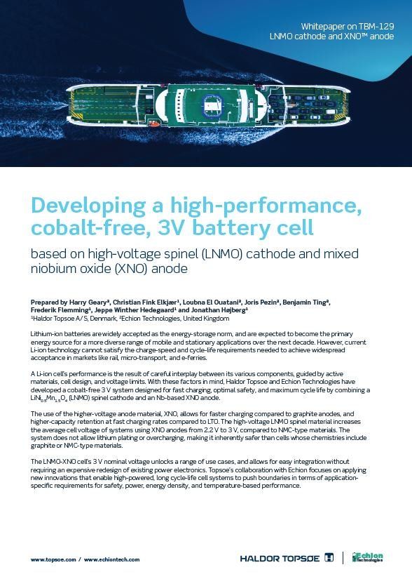 Developing a high-performance, cobalt-free, 3V battery cell Developing a high-performance, cobalt-free, 3V battery cell