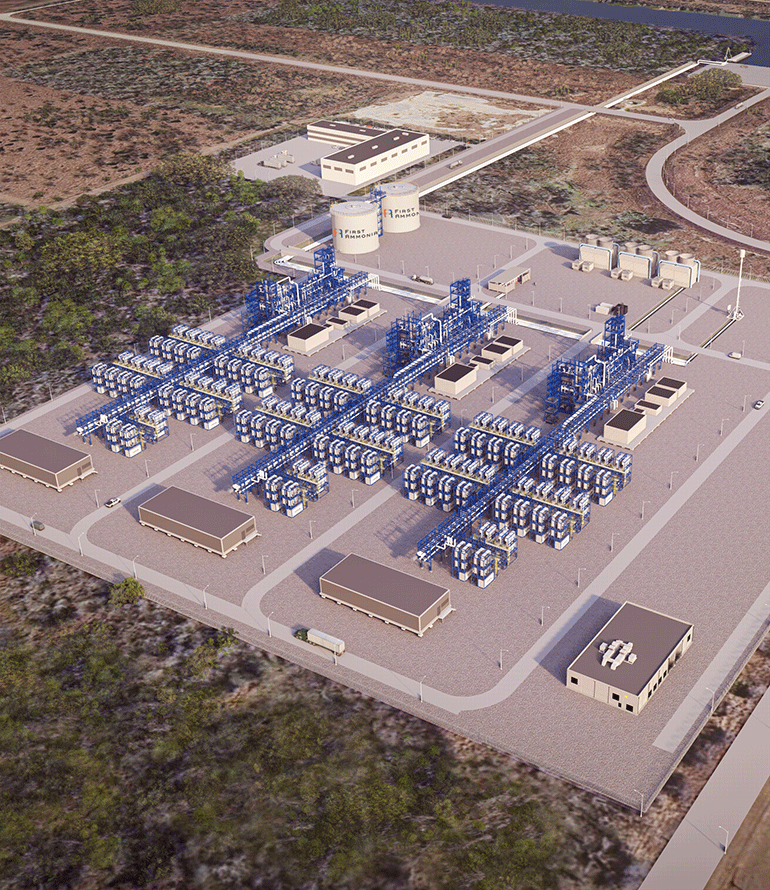 Aerial view of First Ammonia's modular green ammonia plant in Port Victoria, Texas