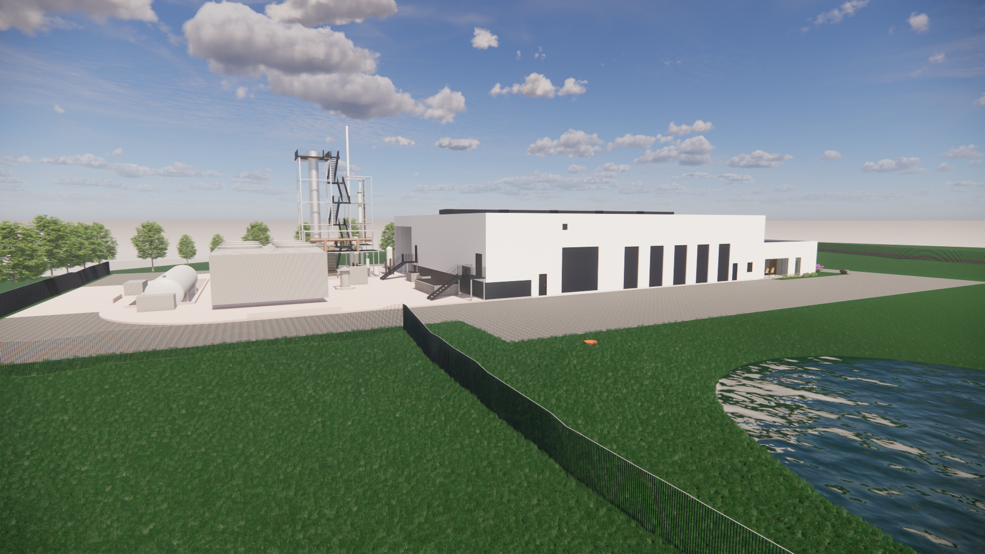 Partnership breaks ground on green ammonia plant. Visualization of plant.