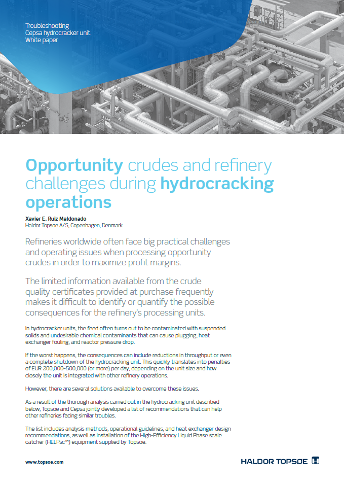 Opportunity crudes and refinery challenges during hydrocracking operations