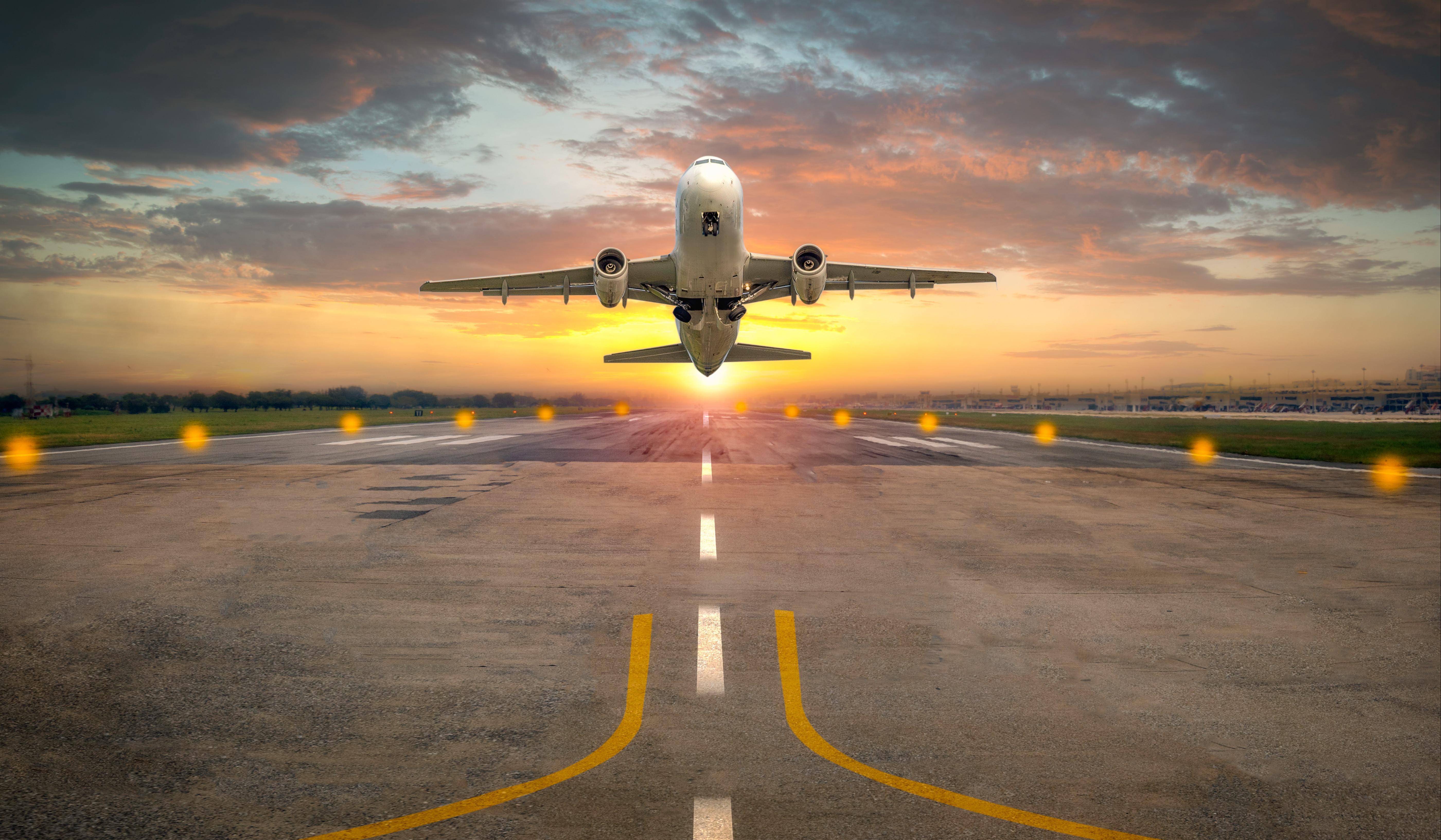 A plane takes off