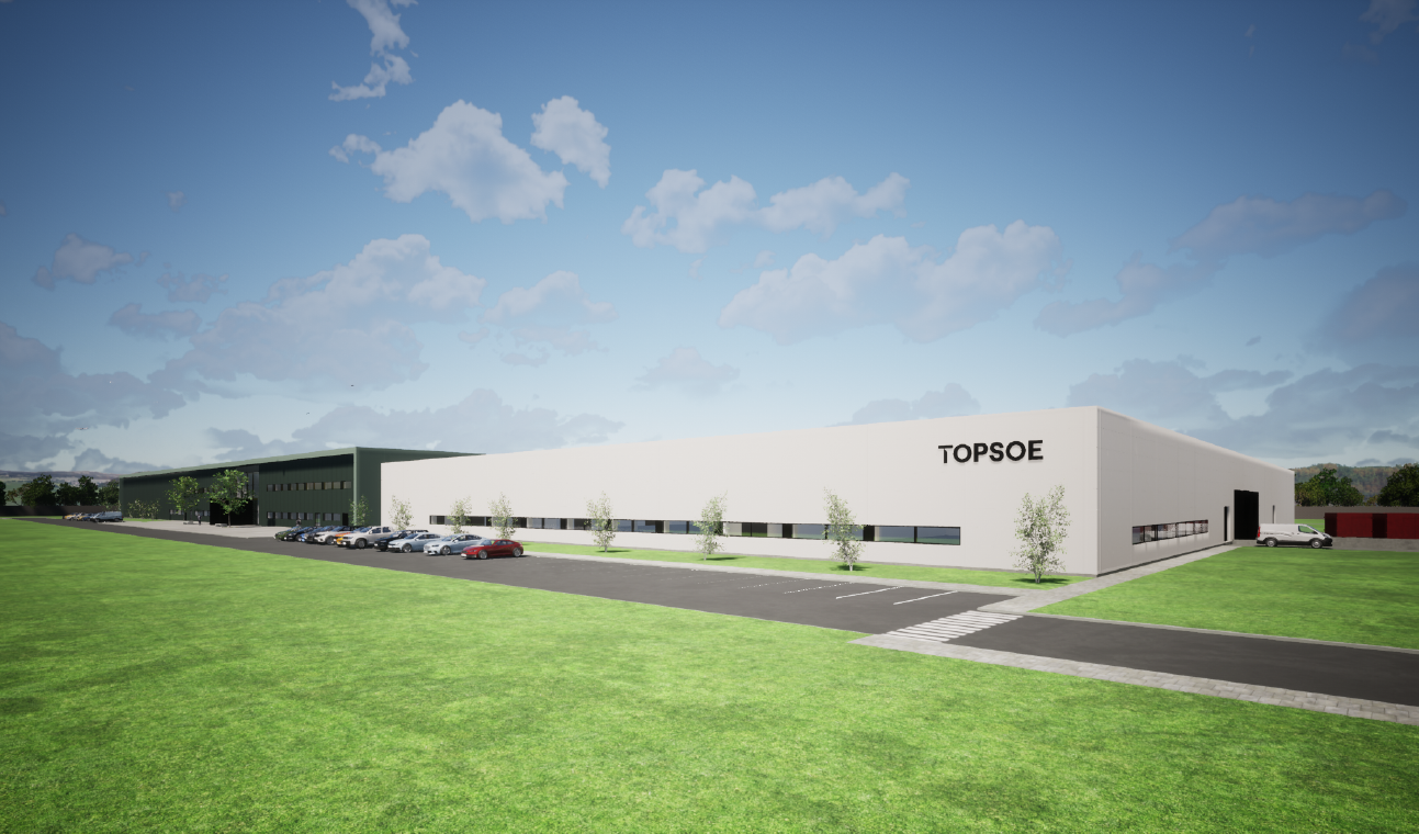 3D-visualisering af Topsoes SOEC-produktionsanlæg i Herning, Danmark