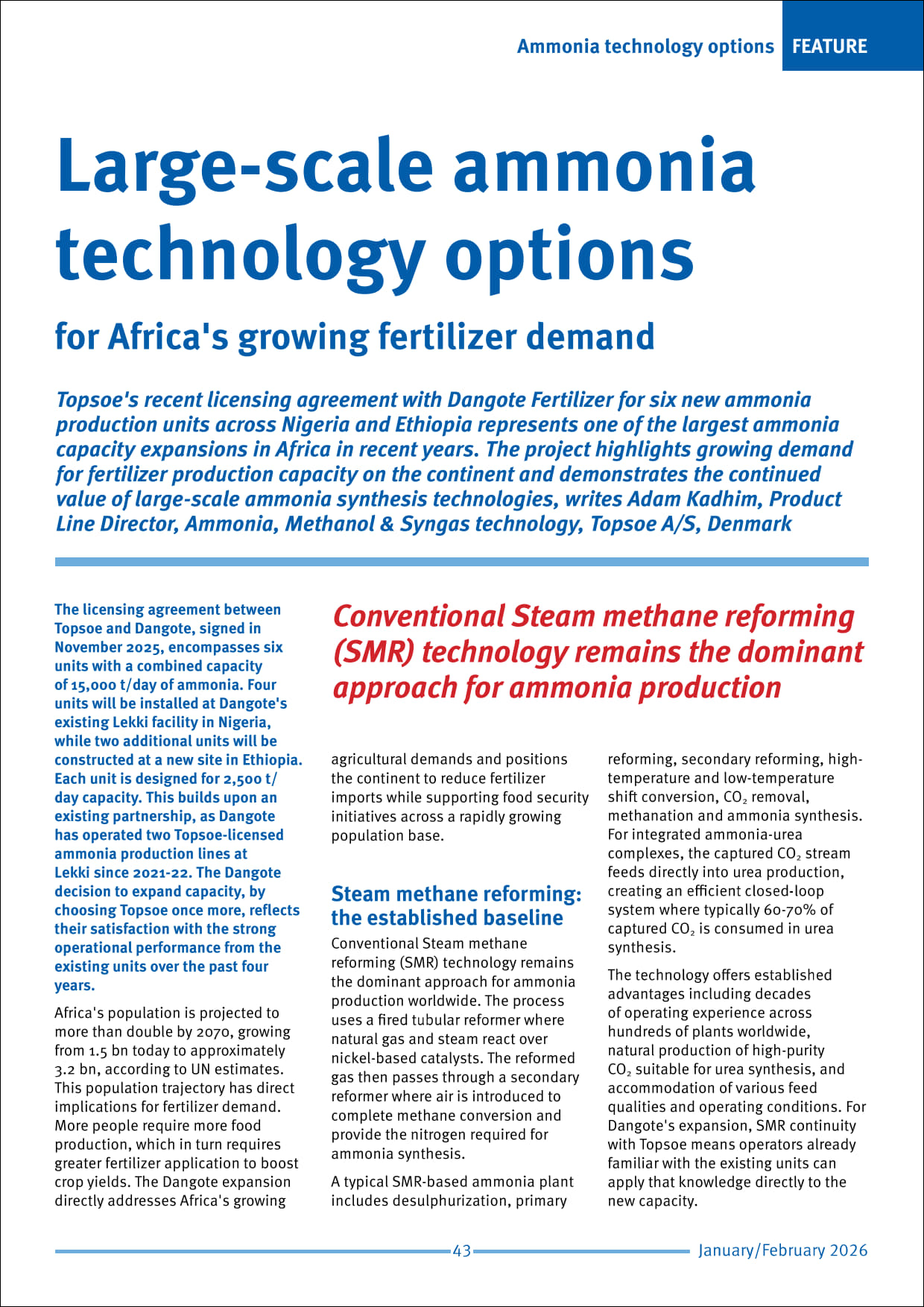 Large-scale ammonia technology options for Africa's growing fertilizer demand featured Image