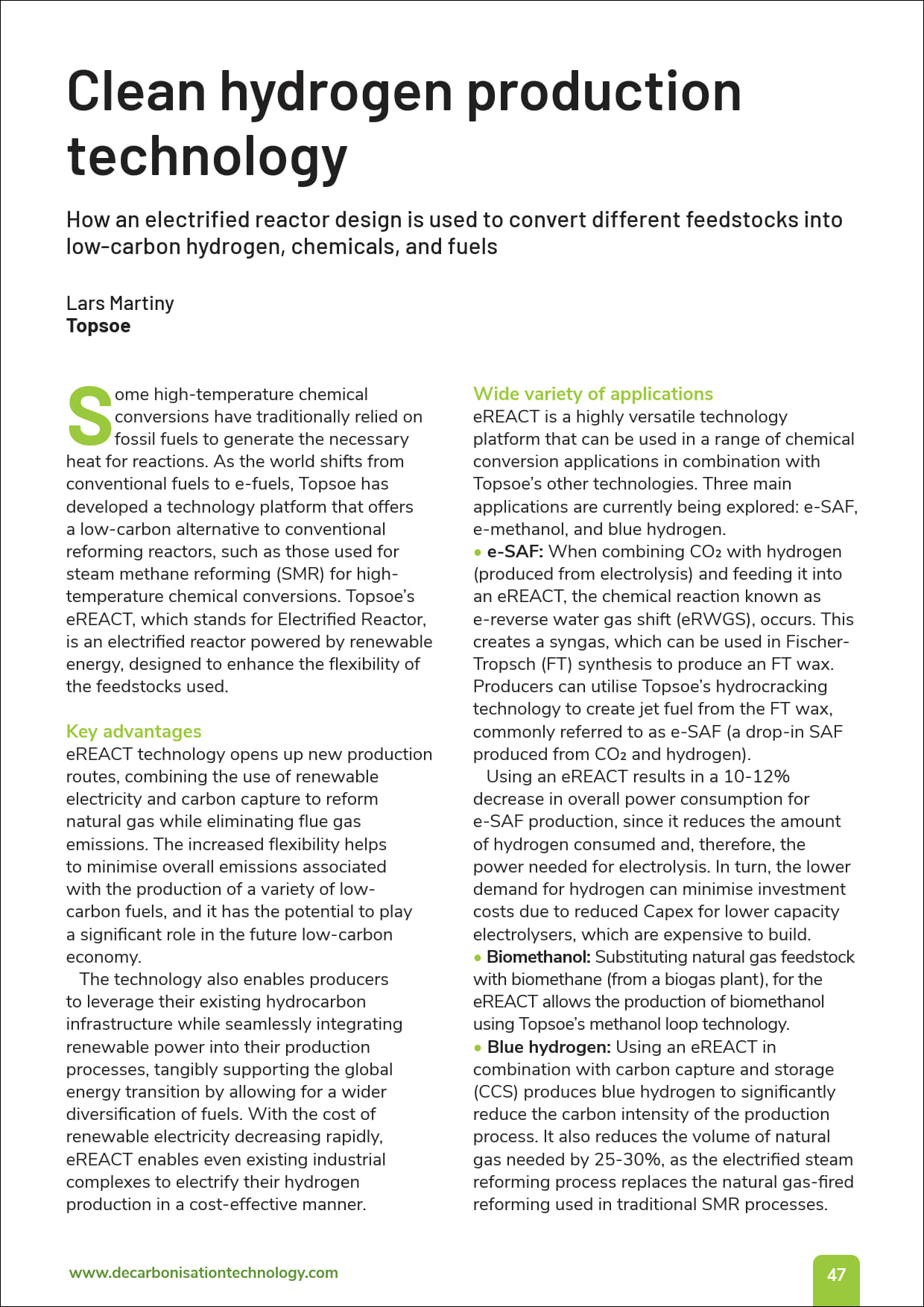 Clean hydrogen production technology featured Image