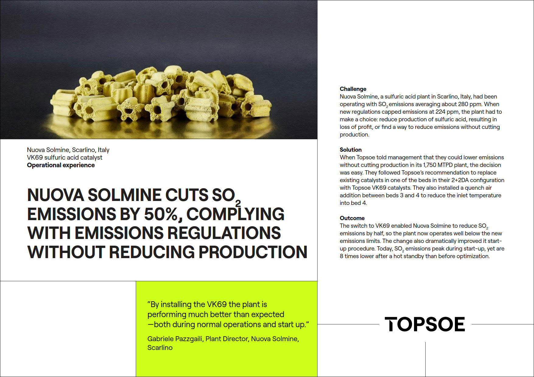 Nuova Solmine cuts SO2 emissions by 50%, complying with emissions regulations without reducing production