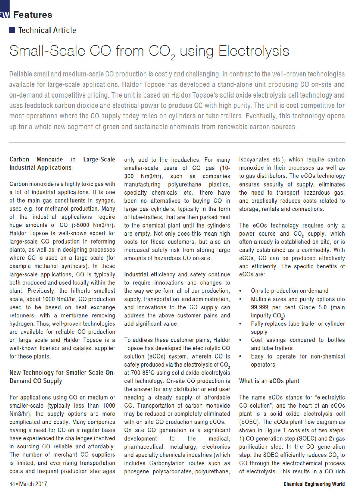 Small-Scale CO from CO<sub>2</sub> using Electrolysis featured Image