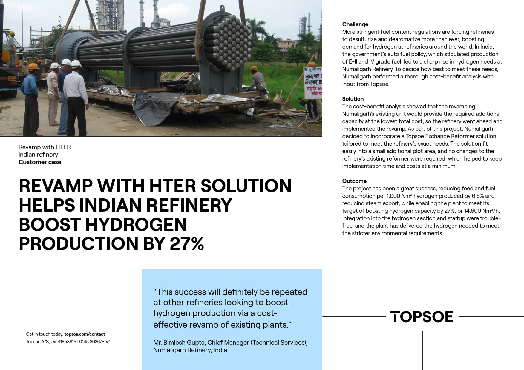 Revamp with HTER solution helps Indian refinery boost hydrogen production by 27% featured Image
