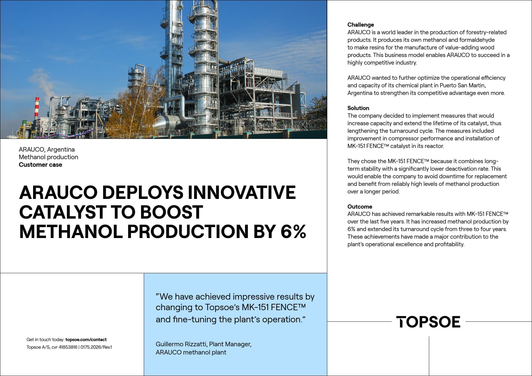 Arauco deploys innovative catalyst to boost methanol production by 6% featured Image