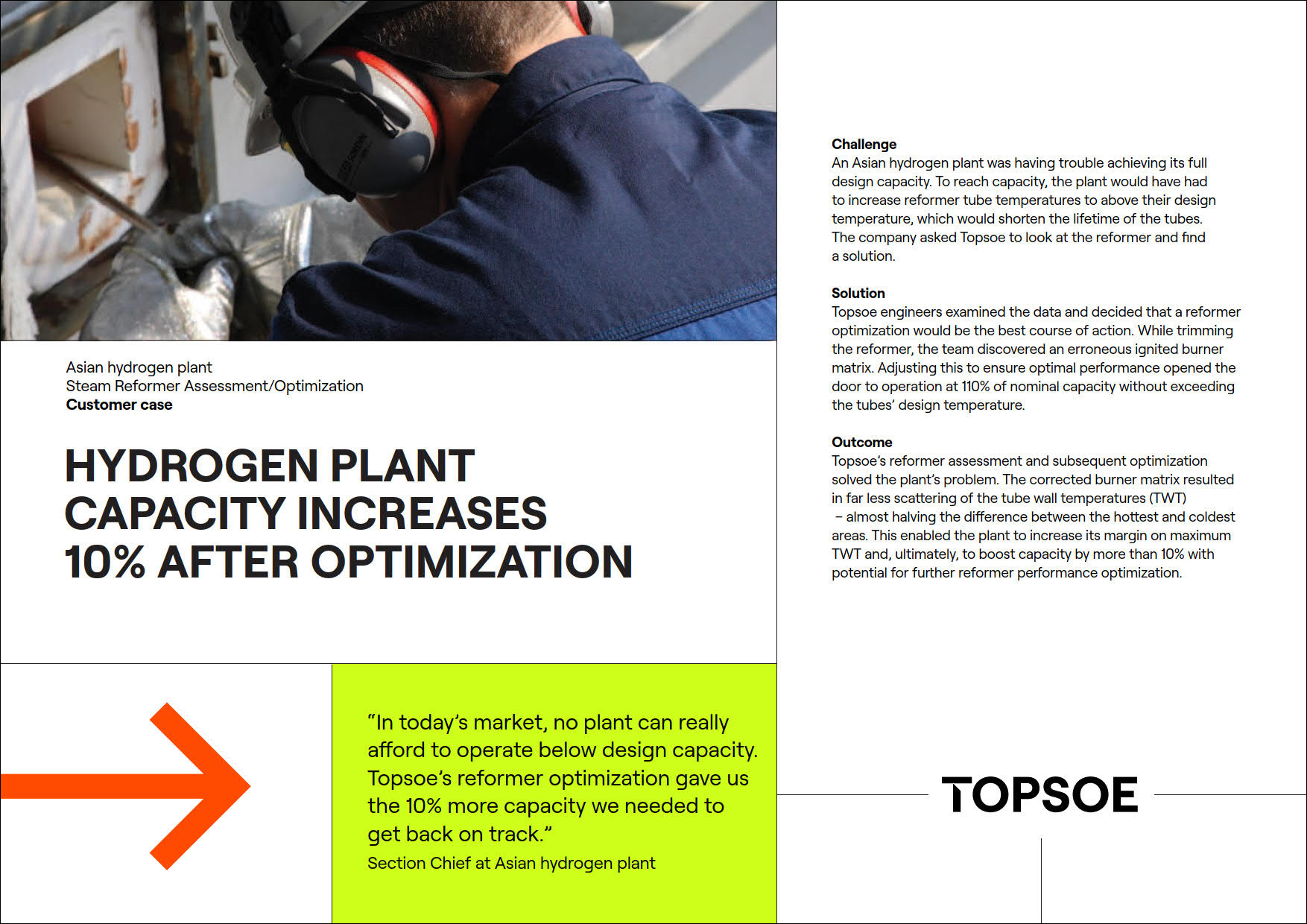 Hydrogen Plant Capacity Increases 10% After Optimization