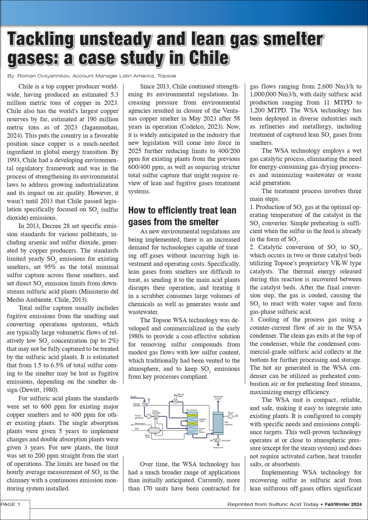Tackling unsteady and lean gas smelter gases: a case study in Chile featured Image