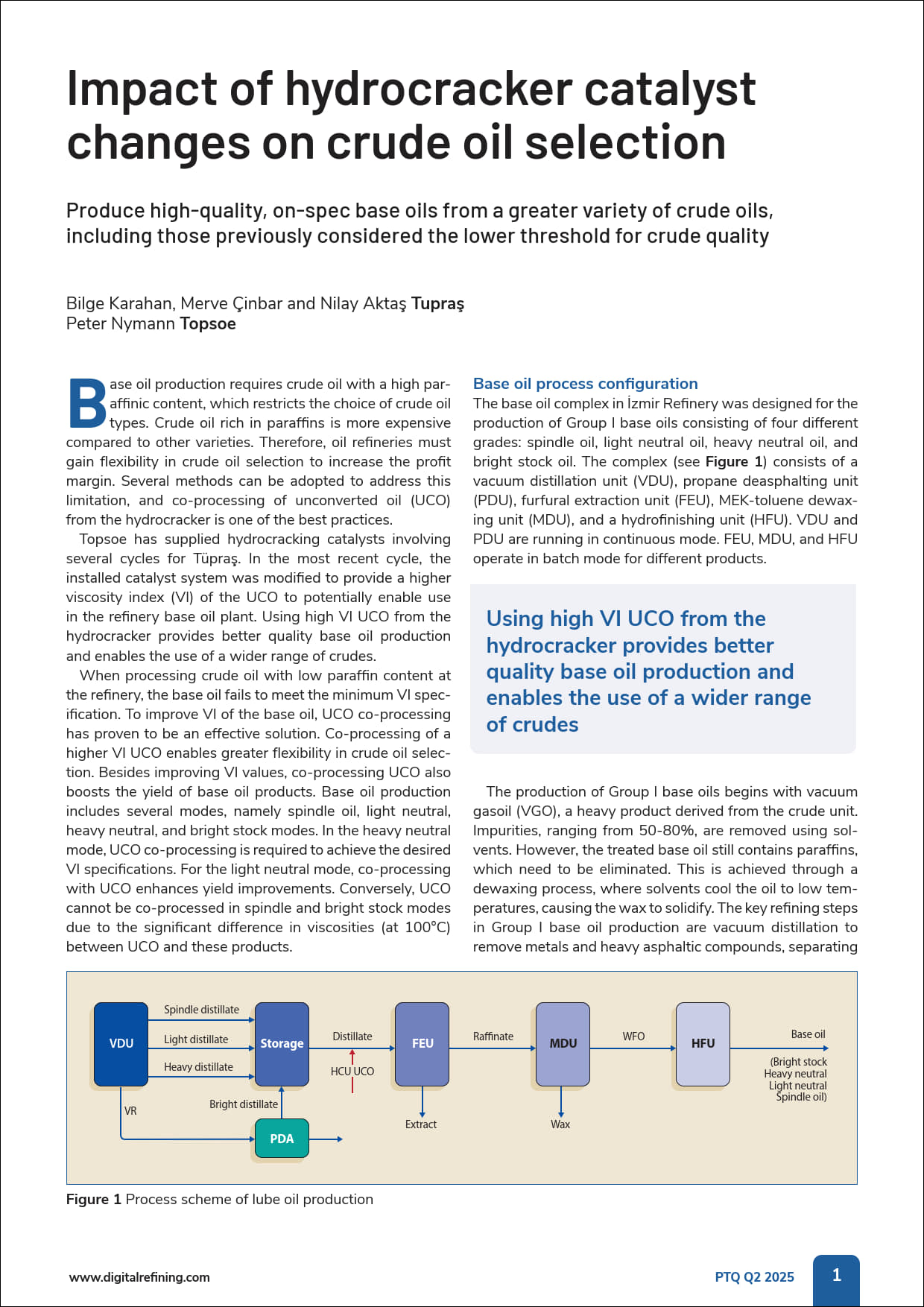 PTQ article 2025 - Impact of hydrocracker catalyst changes on crude oil selection